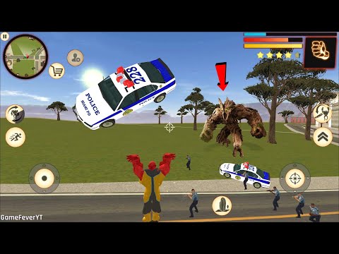 Stone Giant Rope Hero (Red Stone Men Throw Police Car) Monster in Forest - Android Gameplay HD