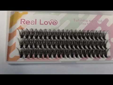 CARTELA DE CÍLIOS TUFINHOS SEM NÓ 40P 13MM 0.07D  REAL LOVE BOX COM 10 UN
