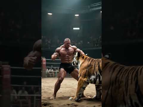 Strong Man vs Tiger, Heart-Stopping Face-Off! #boxing #kungfu#fight#shorts
