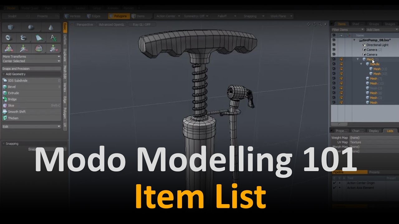 Modo Modelling:  Item List