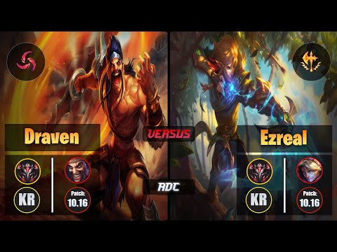 GrandMaster DRAVEN [Hail of Blades] (ADC) VS  EZREAL - Grandmaster KR Patch 10.16