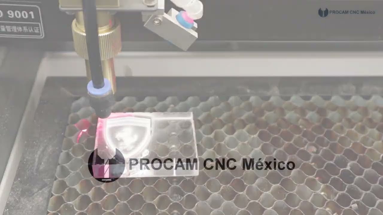 CORTE DE ACRILICO 9MM CON PROCAM CNC LASER CO2 60CM X 40CM 60W