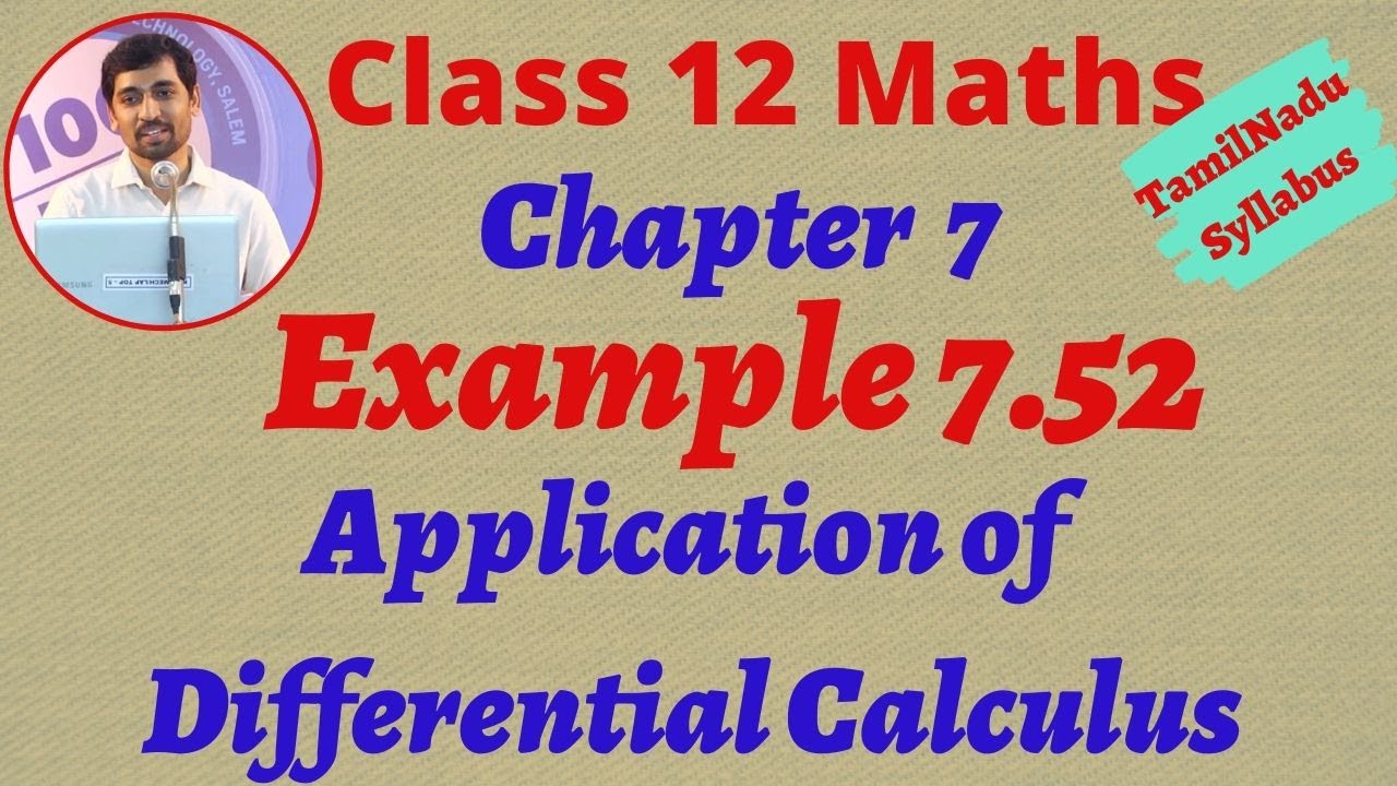12th Maths Example 7.52 Application of Differential Calculus Chapter 7 Tamilnadu Syllabus Alexmaths