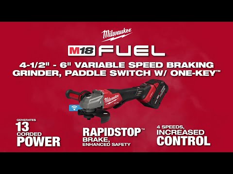 Milwaukee® M18 FUEL™ 4-1/2"-6" Variable Speed Braking Grinder, Paddle Switch w/ ONE-KEY™