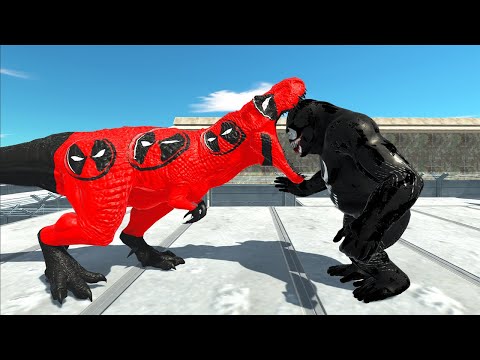DEATH RUN BRIDGE DEADPOOL T-REX VS VENOM GORO THE GIANT - Animal Revolt Battle Simulator