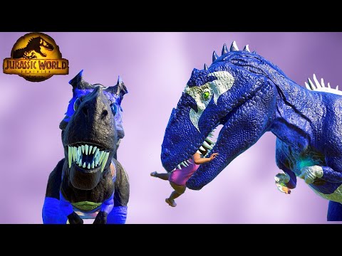 Thor T-REX Vs Blue Beetle Giganotosaurus & Indominus Rex - Jurassic World   Evolution fight