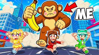 Download lagu I Became A GIANT MONKEY In Roblox  1 Banana Monkey Destruction! mp3