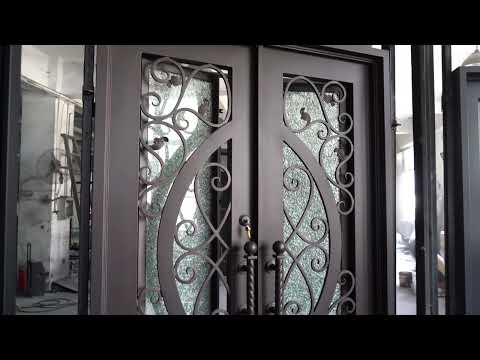 GID Oil Rubbed Bronze Iron Double Front Door With Beautiful Scrollwork