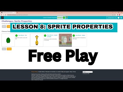Code.org Lesson 8 Sprite Properties | Unit 3- Interactive Animations and Games