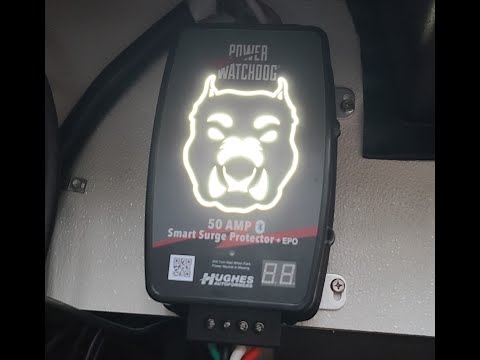 Installing a 50 amp Hughes Power Watchdog surge protector with auto power off in our RV!