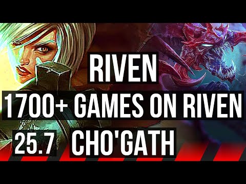 RIVEN vs CHO'GATH (TOP) | 1700+ games | NA Grandmaster | 25.7