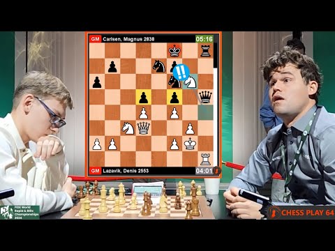 🎦 18-Year-Old Prodigy Denis Lazavik STUNS Magnus Carlsen | World Rapid Chess 2024!