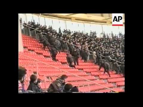 Violence erupts at a football match between Spartak Moscow and CSKA Moscow.