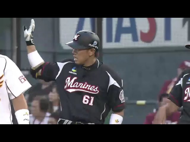 【1回表】マリーンズ・角中 高めの直球を引っ張り先制のタイムリーヒット!! 2016/8/18 E-M