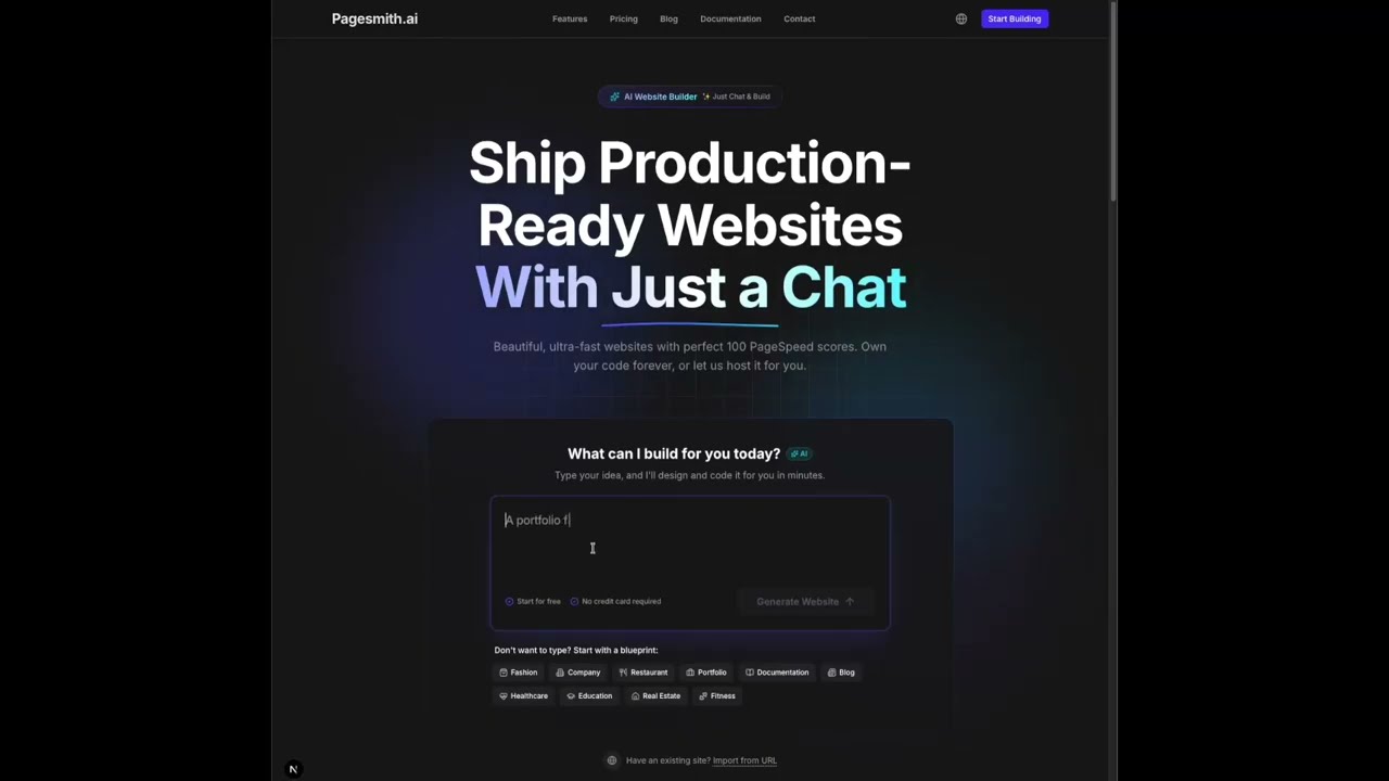 See Pagesmith.ai Build a Site from Scratch (1-Minute Demo)