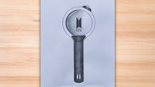 How to Draw BTS Light Stick 💜 | Easy ARMY Bomb Drawing Step by Step | BTS Drawing Tutorial