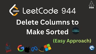 YouTube video 'Delete Columns to Make Sorted | LeetCode 944 🔥 | Easy approach | DCC'