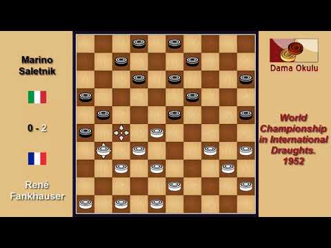 René Fankhauser (FRA) - Marino Saletnik (ITA). Draughts World Championship. 1952.