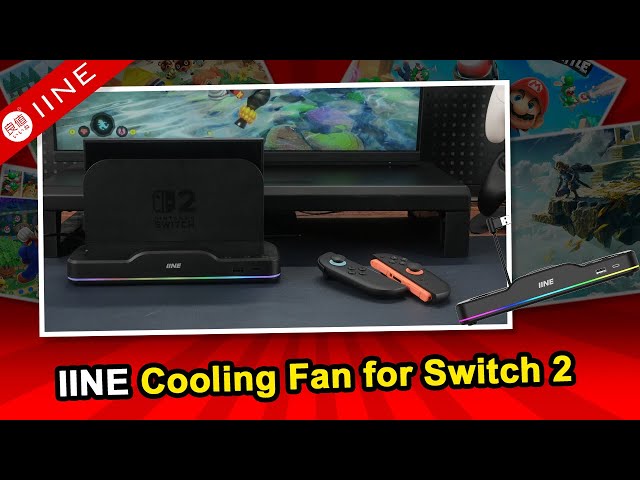 Vídeo relacionado con IINE Ventilador de refrigeración para Switch 2, refrigeración Dual con iluminación RGB Ajustable y expansión USB