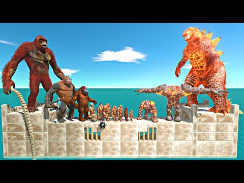 Lava Team Castle Challenge | Skar King + Kong + Mutant Primates vs Lava Godzilla + Golem Team - ARBS