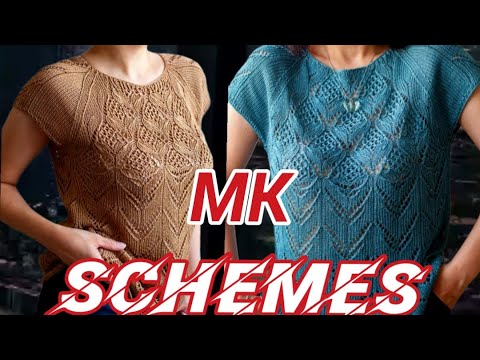 Роскошный шелковый топ, МК, схемы узоров спицами. Luxurious silk top, MK, knitting patterns.