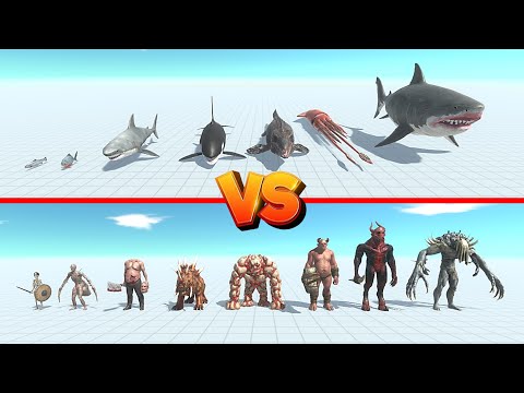 Mutant Megalodon Team Vs Scourge Team - Animal Revolt Battle Simulator