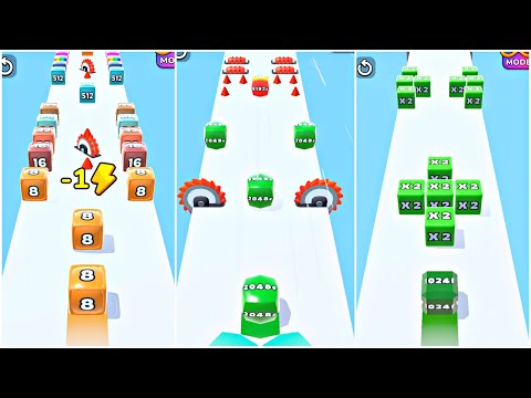 Jelly Run 2048 ULTIMATE Gameplay | 3 Shape Play Showdown! | 8M vs 16f vs 2048h Race