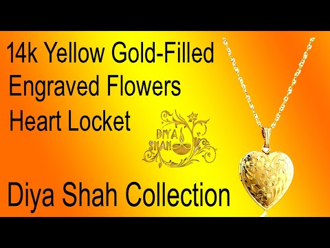 Diya Shah Birngs latest 14k Yellow Gold-Filled Engraved Flowers Heart Locket