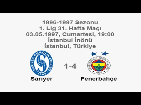 Sarıyer 1-4 Fenerbahçe [HD] 03.05.1997 - 1996-1997 Turkish 1st League Matchday 31 (Ver. 2)