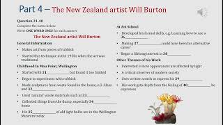 IELTS listening actual test Part 4: The New Zealand artist Will Burton (answer+ transcript)