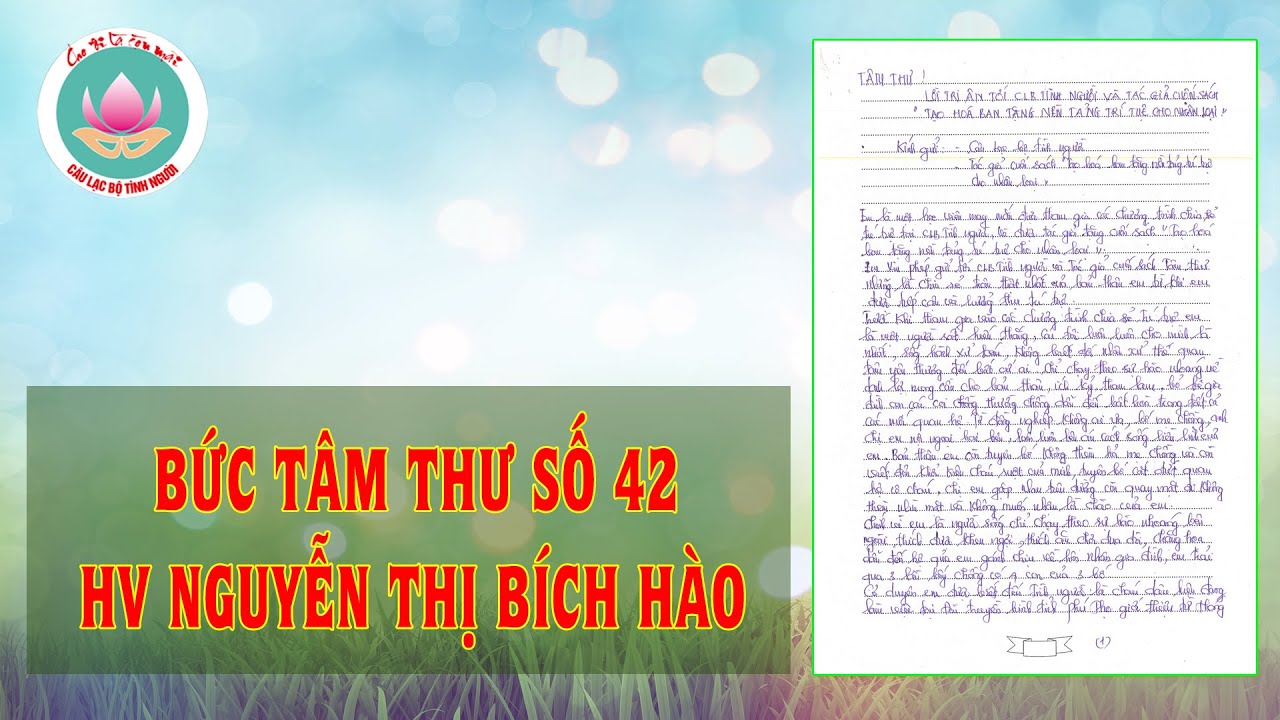Tâm thư 42 - Lời tri ân CLB Tình Người của HV Nguyễn Thị Bích Hào
