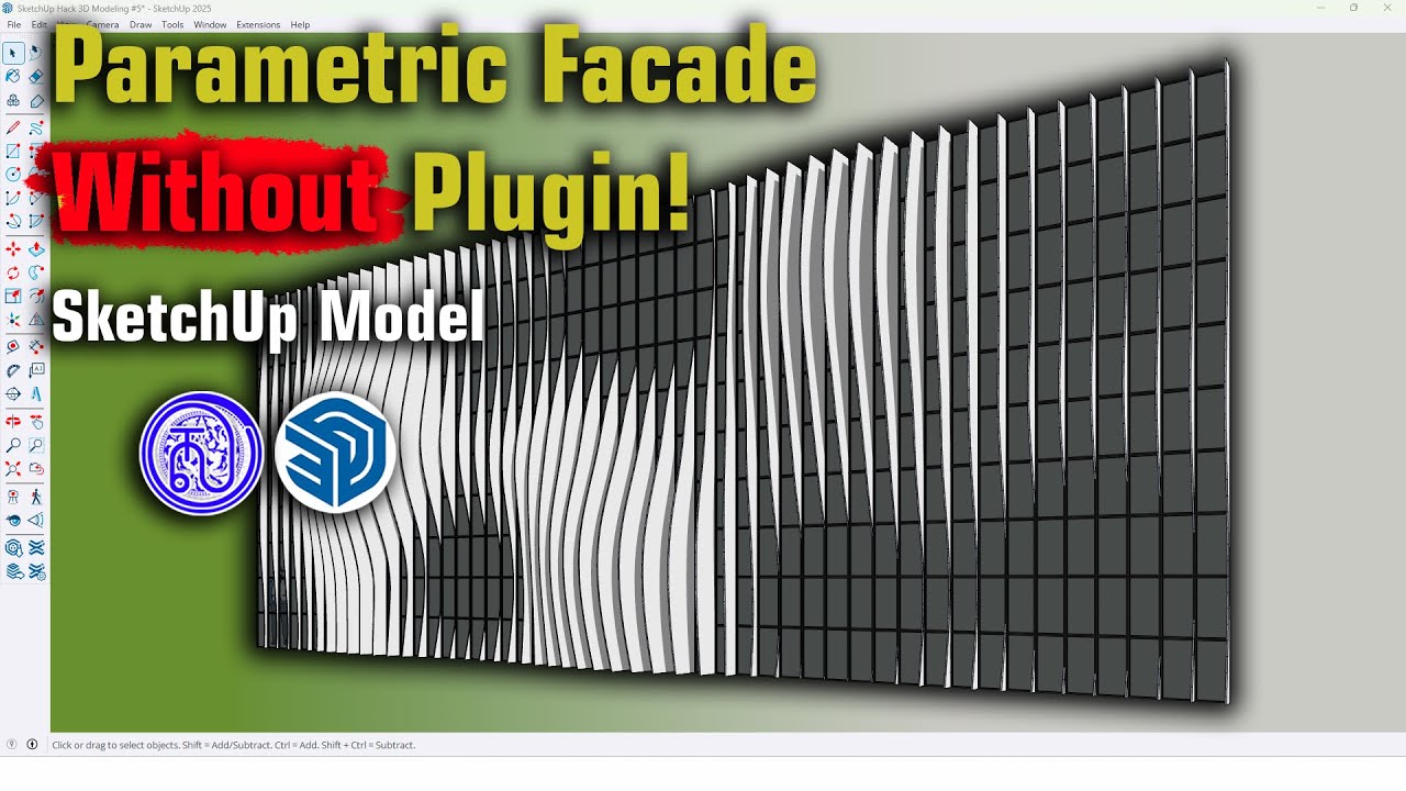 Without Plugin? How? Model 3D Parametric Facade in SketchUp