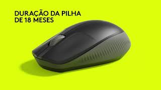 Vídeo de Mouse Sem Fio Logitech M190 USB 3 Botões 1000DPI