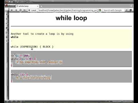Beginner Perl Maven tutorial: 3.8 - while loop
