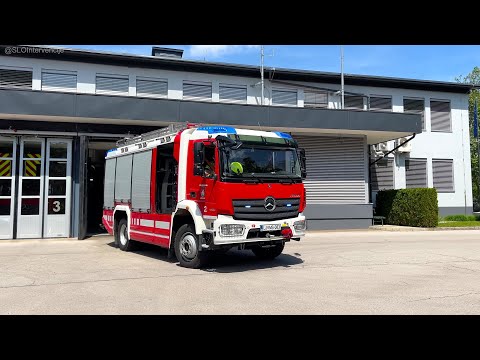 Ljubljana Fire Brigade vehicle 2 - responding to car fire+vehicle 1,2,3,4 & VFD Slape-Polje