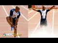Maurice Greene breaks out fire extinguisher after 100m victory in 2004 | NBC Sports