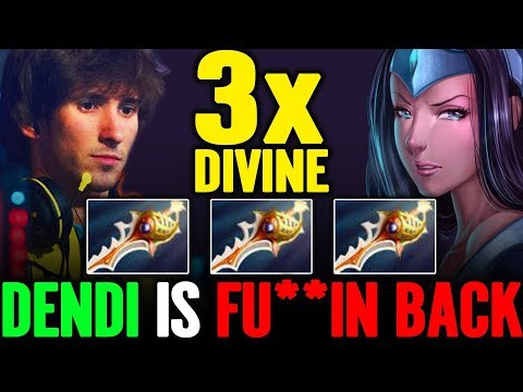 OMG!!? +1000 Damage Dendi 3x Divine Rapier Like a boss Dota 2 Mirana Gameplay