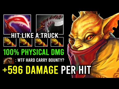 +596 Damage Per Hit Full Physical Desolator Solo Mid Right Click Bounty Hunter Dota 2