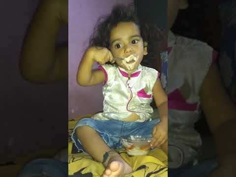 Cute baby eating ice cream