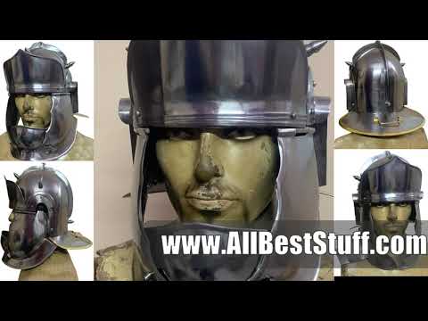 Watch YouTube Video for Medieval Auxiliary Cavalry Helmet ''E'' 20 Gauge Steel