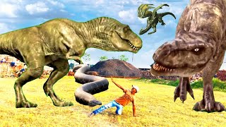 Dinosaur Attack | T - rex Vs snake | Jurassic Park | Dinosaur | Anaconda | Dragon | Part 18