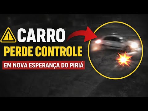 HOMEM PERDE CONTROLE DO CARRO E BATE EM CALÇADA EM NOVA ESPERANÇA DO PIRIÁ
