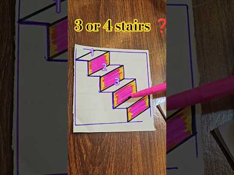 3 or 4?? #art #drawing #easy #satisfying #count #stairs #illusion