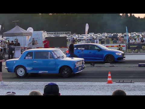 Audi RS3 8V Sportback 2.5 TFSI vs VAZ 2101 4G63T 1/4 mile drag race