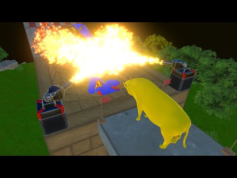 New Update Flamethrower - Obstacle Course To Get a Gold Pig Part 1 | Animal Revolt Battle Simulator