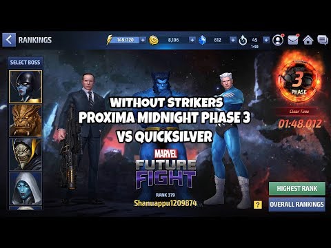 Phase 3 Proxima Midnight vs QuickSilver No Strikers! | Marvel Future Fight