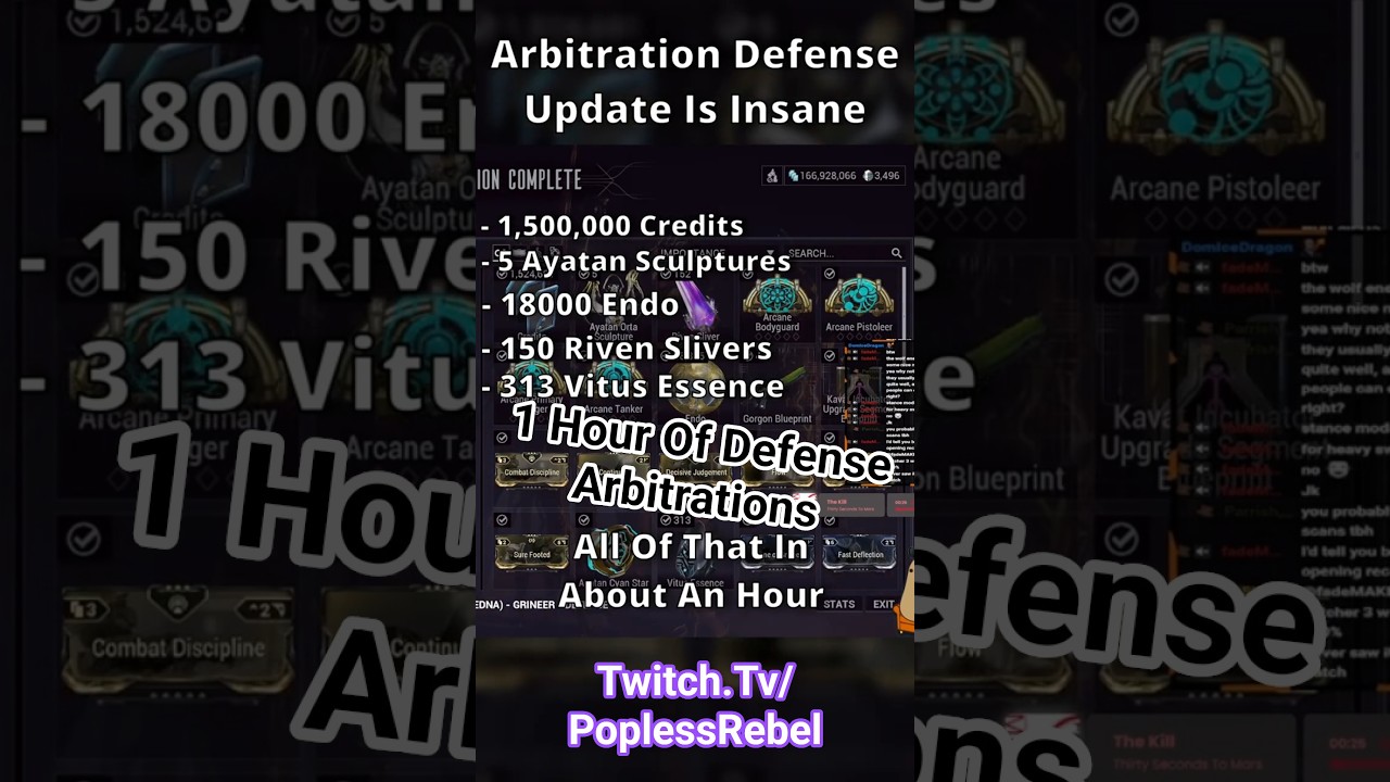 1 HOUR Worth Of Loot ARBITRATION DEFENSE Post Update #warframe #shorts #twitch