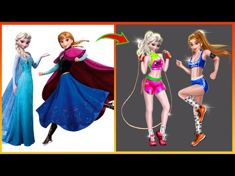 Frozen Art: Elsa Anna Glow Up Sport new style - Disney Princesses Transformation