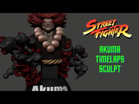 Fan art Akuma Timelaps sculpt /Street Fighter/Zbrush