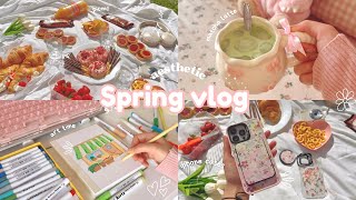 °.𐙚⋆Spring vlog is here🌸 CaseBang iphone cases🎀 aesthetic vlog🍓matcha latte, Pinterest picnic🧺Arrtx🎨